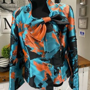 LILY & TAYLOR orange and teal blazer - Size 12